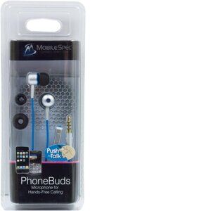 MobileSpec PhoneBuds Microphone for Hands-Free Calling with Carrying Case
